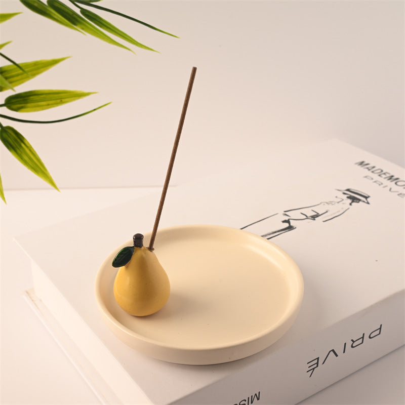 Modern Style Fruit-Shaped Incense Holder – Aromatherpy Plate for Stick Incense & Desktop Decor