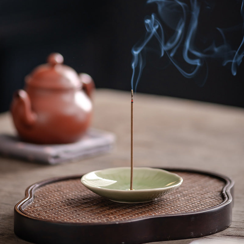 Small Zen decor Incense Holder – Celadon Green Ceramic Plate