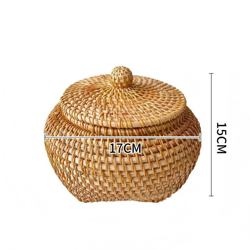 Rattan Storage Basket with Lid – Durable Wicker Box for Picnic, Decoration, and Multi-Purpose Storage