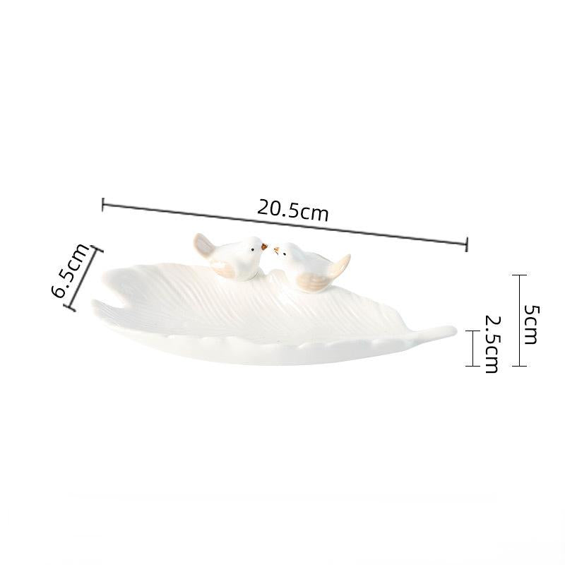 Handmade Ceramic Leaf Dish with Birds – Decorative Pottery Tray for Home & Table Décor