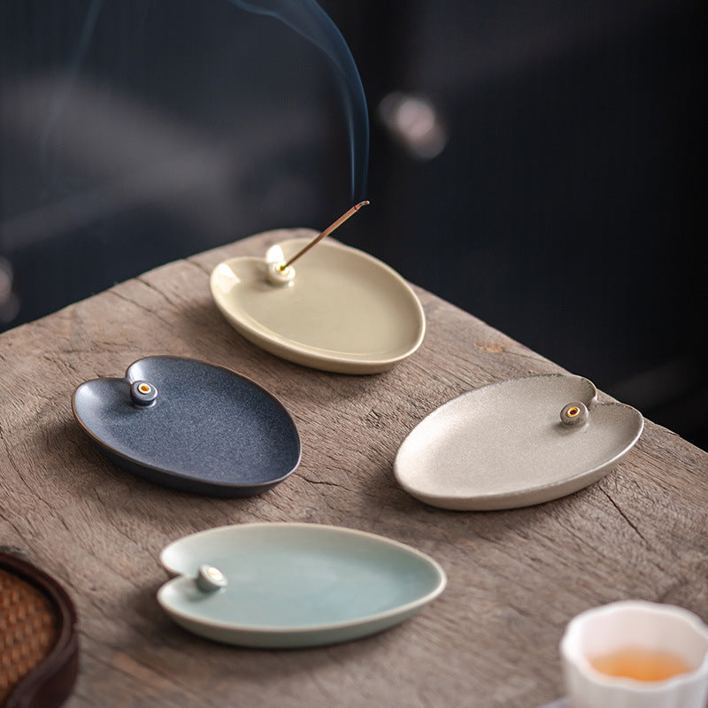 Leaf-Shaped Ceramic Incense Holder – Oriental Elegance Series