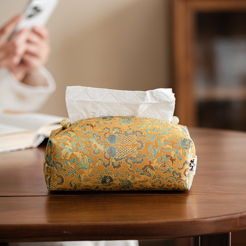 Oriental style brocade embroidery fabric tissue box living room car tissue box cover tea room tissue storage box cloth bag