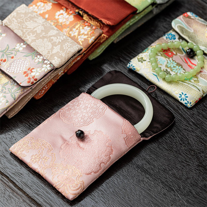 Brocade Jewelry & Trinket Pouch – Handmade Oriental Silk Brocade Storage Bag for Rings, Earrings & Collectibles