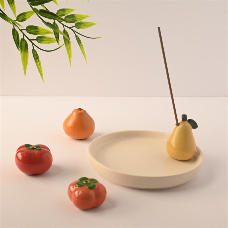 Modern Style Fruit-Shaped Incense Holder – Aromatherpy Plate for Stick Incense & Desktop Decor