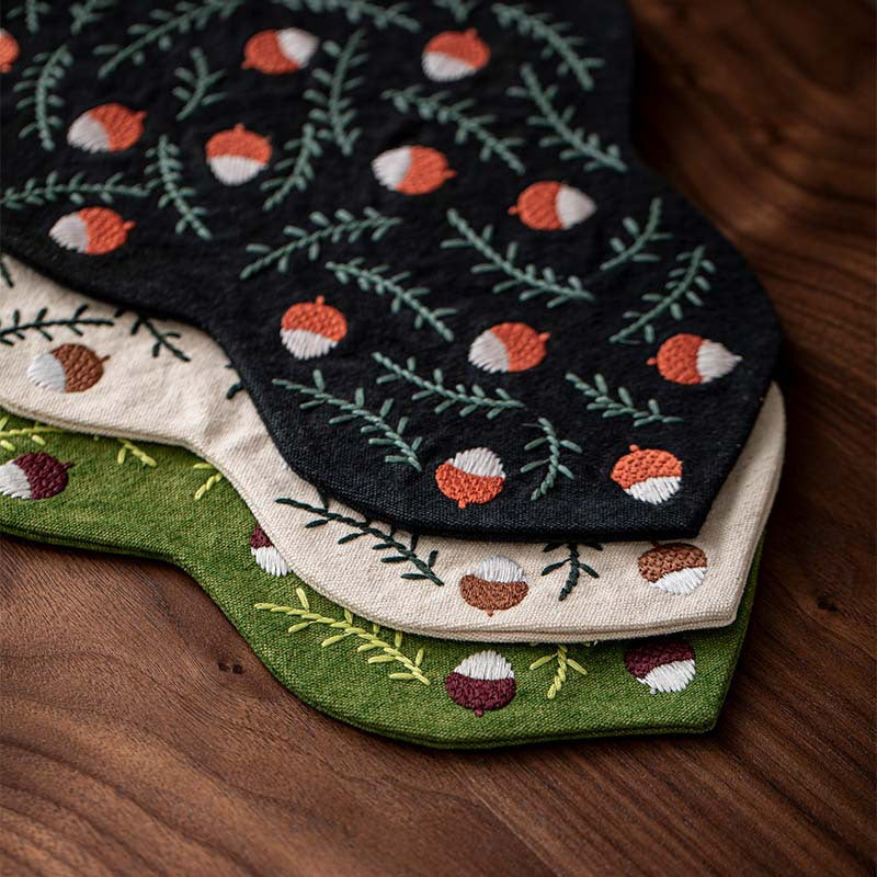 Handcrafted Tie-Dye Embroidered Gourd Tea Mat – Oriental Tea Table Decor