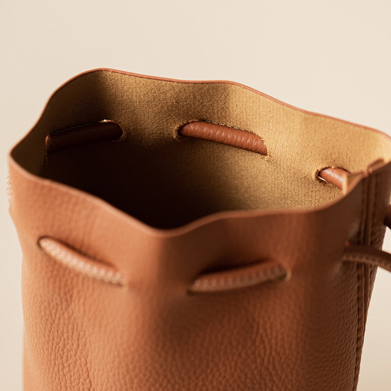 Tea Set Travel Bag – PU Leather Drawstring Storage Pouch for Gongfu Teaware, Zen Table Accessories, Portable Teacup Holder