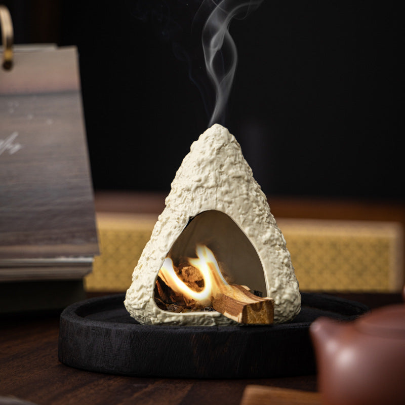 Ceramic Palo Santo Burner Small Fireplace Tabletop Ambiance Decoration Palo Santo Tray Incense Burner Aromatherapy Palo Santo Holder