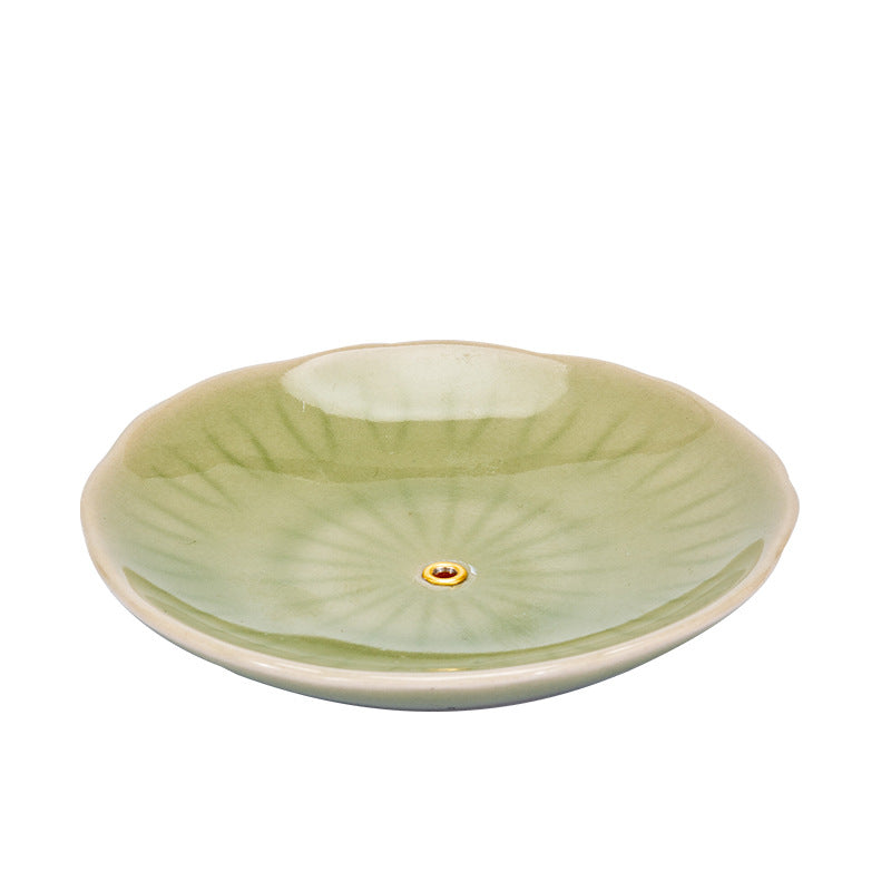 Small Zen decor Incense Holder – Celadon Green Ceramic Plate
