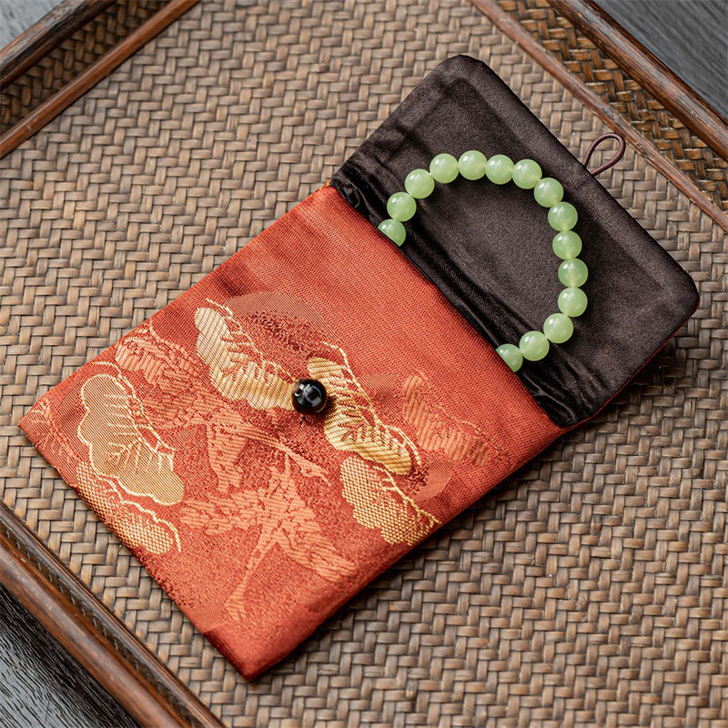 Brocade Jewelry & Trinket Pouch – Handmade Oriental Silk Brocade Storage Bag for Rings, Earrings & Collectibles