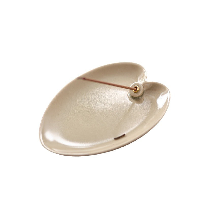 Leaf-Shaped Ceramic Incense Holder – Oriental Elegance Series