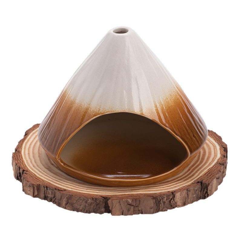 Snow Mountain Ceramic Incense Burner – Large Fireplace Design for Sage, Cedar, Palo Santo & Stick Incense