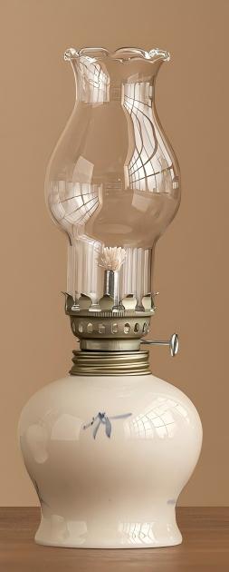 Hand-Painted Ceramic Oil Lamp with Bamboo Design, Vintage Kerosene Lamp for Zen Table, Meditation Corner or Home Decor