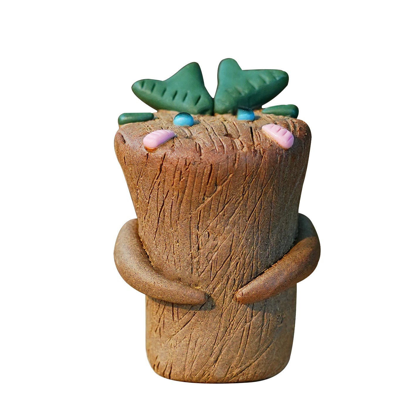 Mini tree stump ceramic incense stick incense gardening tea set tea pet ornaments decoration