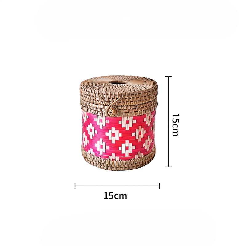 Handwoven Rattan Tissue Box – Ethnic Round Design