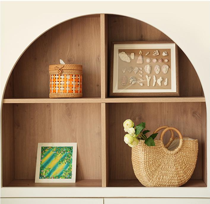 Handwoven Rattan Tissue Box – Ethnic Round Design