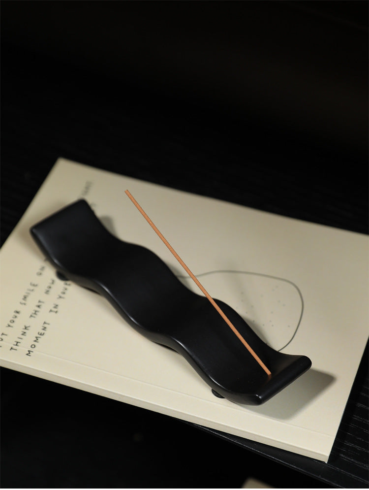 Minimalist Ceramic Wave Incense Holder – Modern Stick Burner Tray
