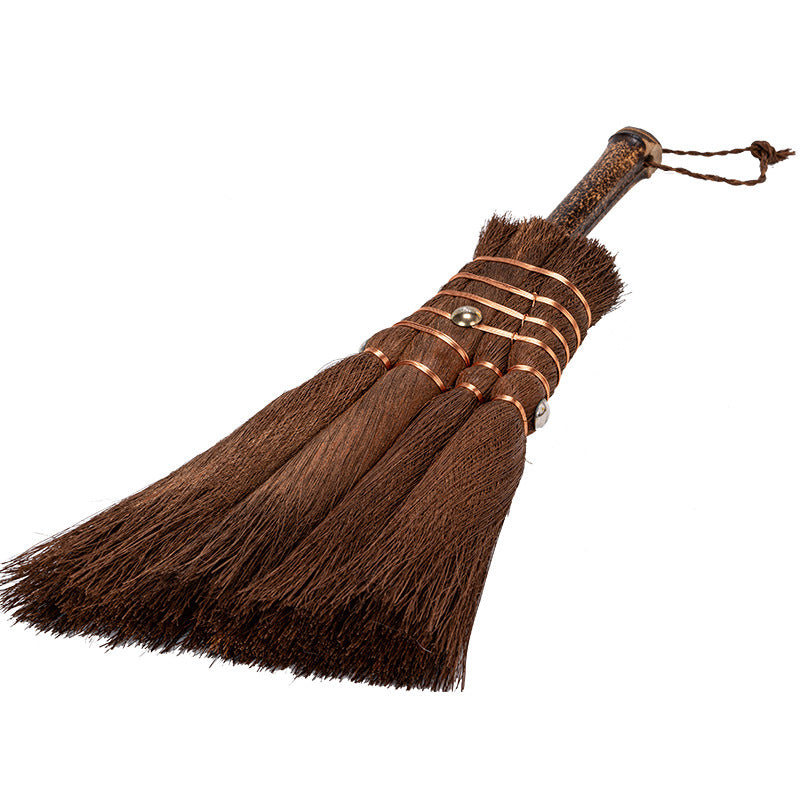 Handmade Natural Palm Fiber Brush for Zen Table – Chinese Tea Table Mat Cleaning Brush, Mini Broom for Meditation Space & Home Decor