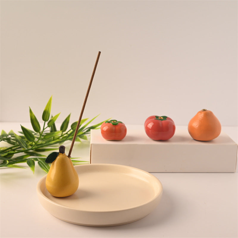 Modern Style Fruit-Shaped Incense Holder – Aromatherpy Plate for Stick Incense & Desktop Decor
