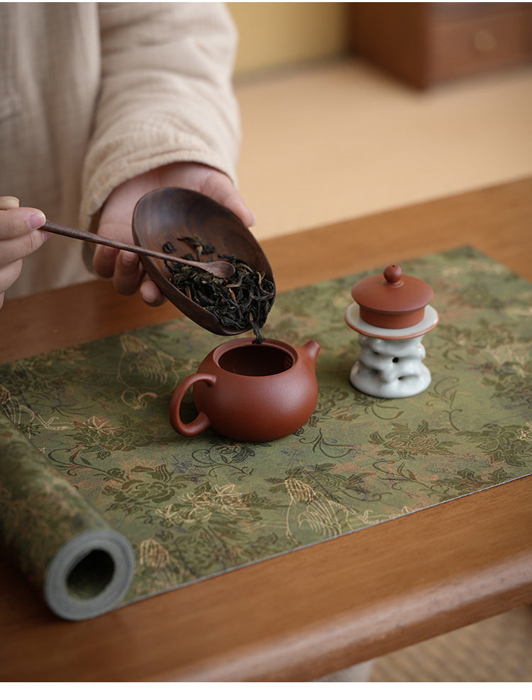 Cloud yarn brocade retro tea mat double-sided waterproof tablecloth dry tea mat Zen tea table mat tea ceremony accessories
