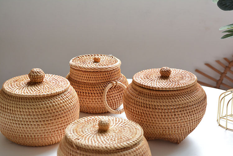 Rattan Storage Basket with Lid – Durable Wicker Box for Picnic, Decoration, and Multi-Purpose Storage