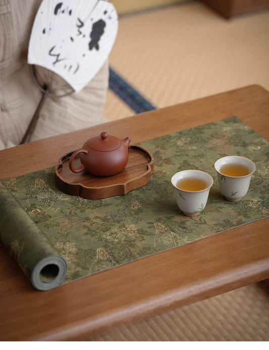 Cloud yarn brocade retro tea mat double-sided waterproof tablecloth dry tea mat Zen tea table mat tea ceremony accessories