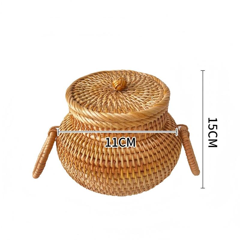 Rattan Storage Basket with Lid – Durable Wicker Box for Picnic, Decoration, and Multi-Purpose Storage