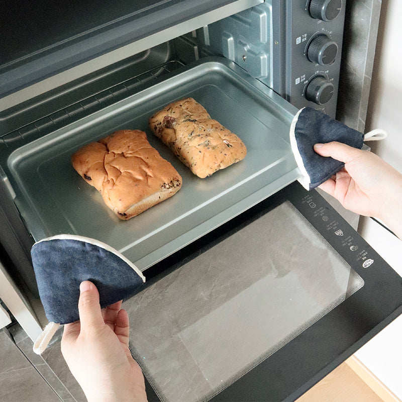 Heat Resistant Denim Pot Lid Handles, Triangular Pot Holder Mitt, Anti-Scald Knob Grabber & Casserole Lid Protector