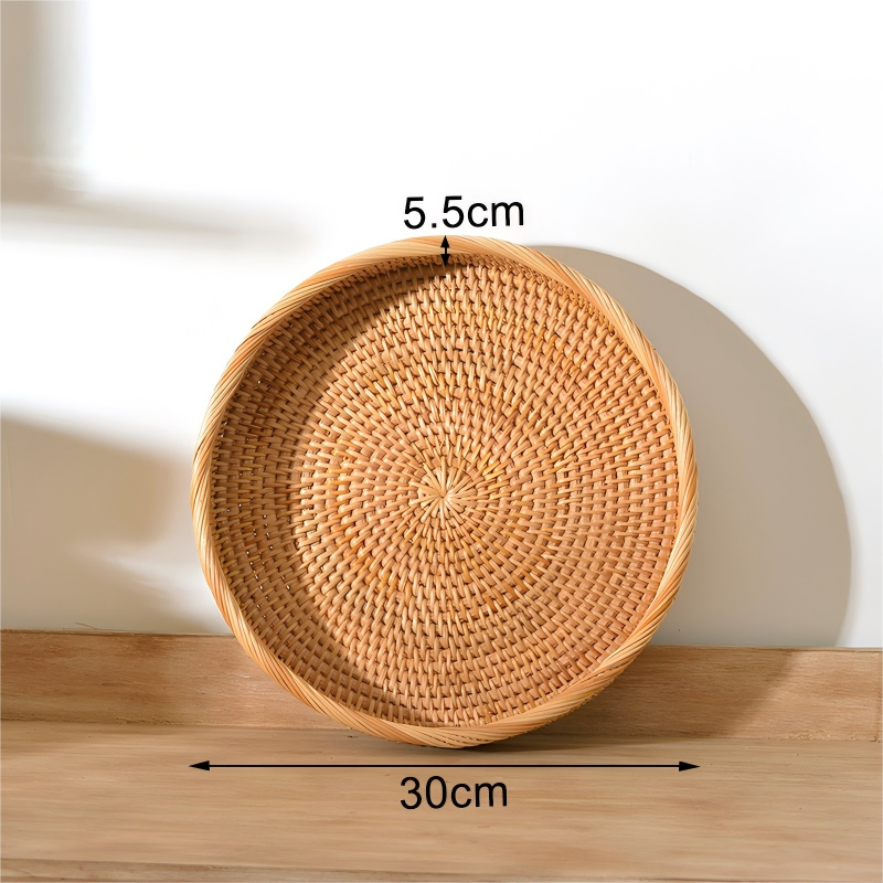 Natural Rattan Storage Baskets, Rectangular Woven Fruit Baskets, Decorative Wicker Basket and Small Baskets for Organizing (Set of 2)