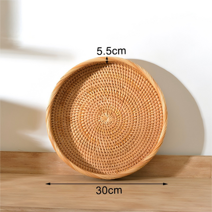 Natural Rattan Storage Baskets, Rectangular Woven Fruit Baskets, Decorative Wicker Basket and Small Baskets for Organizing (Set of 2)