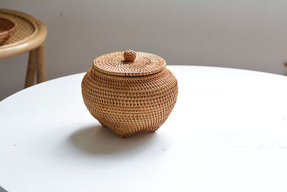 Rattan Storage Basket with Lid – Durable Wicker Box for Picnic, Decoration, and Multi-Purpose Storage
