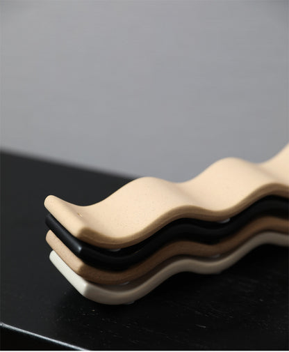 Minimalist Ceramic Wave Incense Holder – Modern Stick Burner Tray