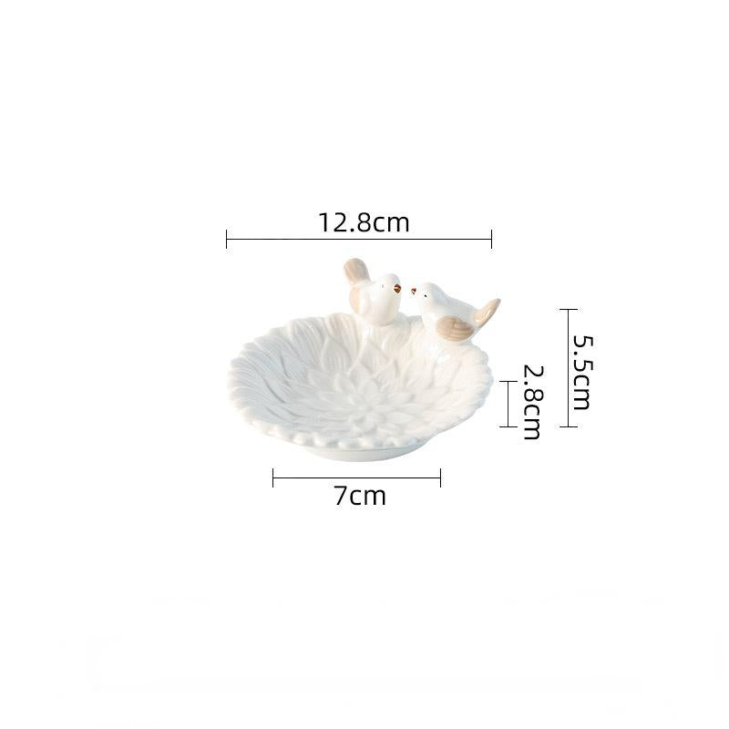 Handmade Ceramic Leaf Dish with Birds – Decorative Pottery Tray for Home & Table Décor