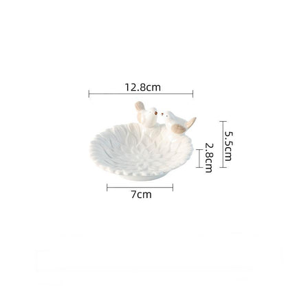 Handmade Ceramic Leaf Dish with Birds – Decorative Pottery Tray for Home & Table Décor