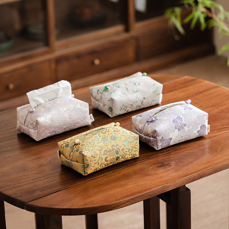 Oriental style brocade embroidery fabric tissue box living room car tissue box cover tea room tissue storage box cloth bag