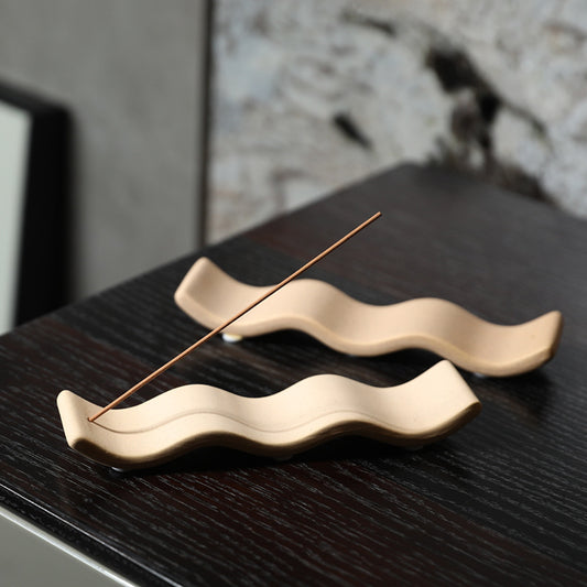 Minimalist Ceramic Wave Incense Holder – Modern Stick Burner Tray
