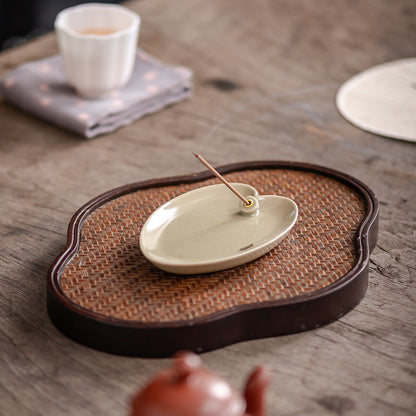 Leaf-Shaped Ceramic Incense Holder – Oriental Elegance Series
