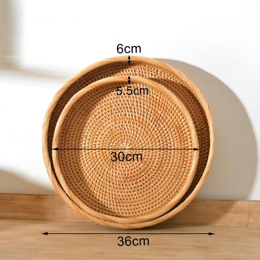 Natural Rattan Storage Baskets, Rectangular Woven Fruit Baskets, Decorative Wicker Basket and Small Baskets for Organizing (Set of 2)