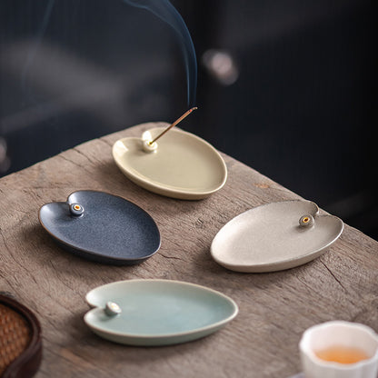 Leaf-Shaped Ceramic Incense Holder – Oriental Elegance Series