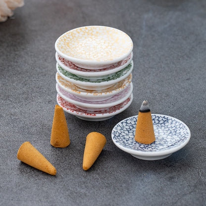 Plum blossom sandalwood incense tray, incense holder, incense tray, ceramic round plate, creative home decoration