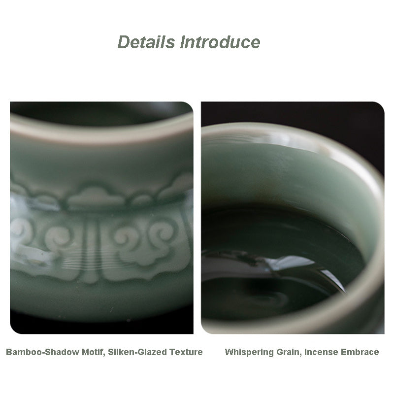 Yue Kiln Celadon Ceramic Incense Burner – Aromatherapy Holder for Home, Meditation, Buddha Altar