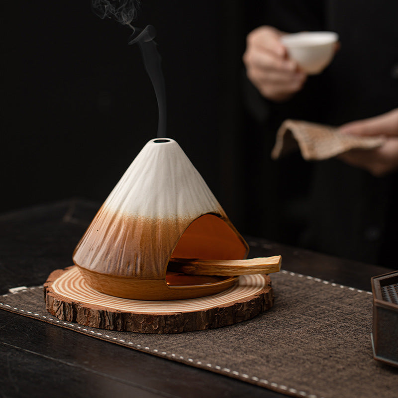 Snow Mountain Ceramic Incense Burner – Large Fireplace Design for Sage, Cedar, Palo Santo & Stick Incense