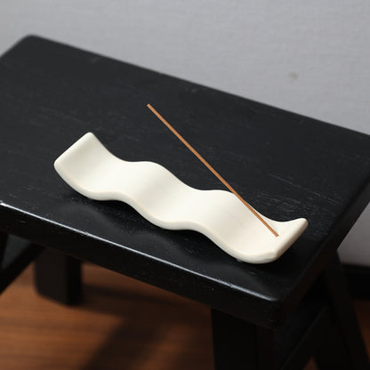 Minimalist Ceramic Wave Incense Holder – Modern Stick Burner Tray