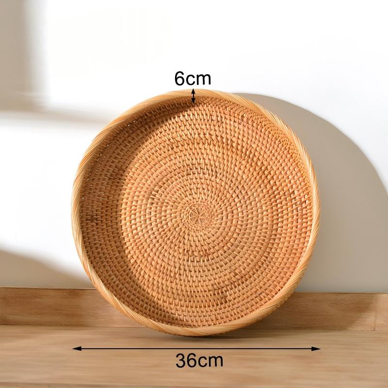 Natural Rattan Storage Baskets, Rectangular Woven Fruit Baskets, Decorative Wicker Basket and Small Baskets for Organizing (Set of 2)