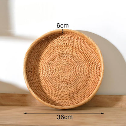 Natural Rattan Storage Baskets, Rectangular Woven Fruit Baskets, Decorative Wicker Basket and Small Baskets for Organizing (Set of 2)