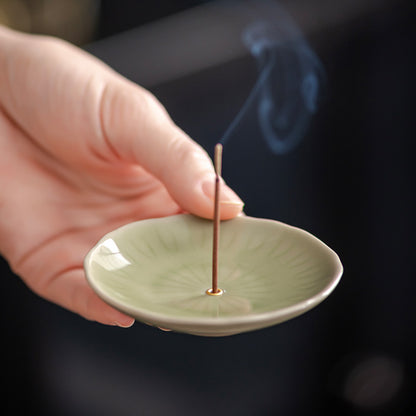 Small Zen decor Incense Holder – Celadon Green Ceramic Plate