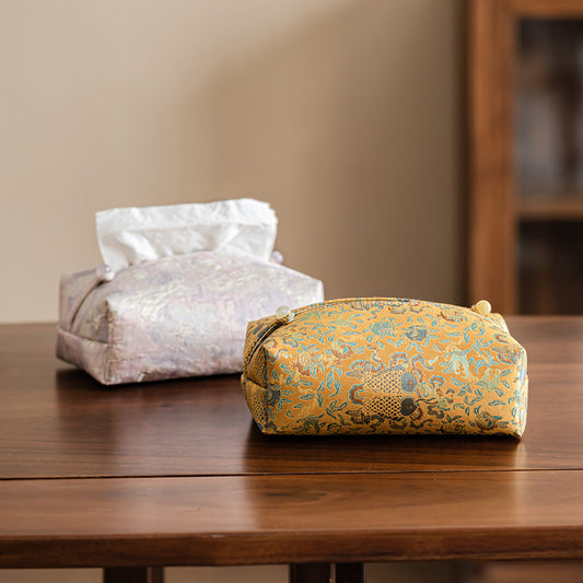 Oriental style brocade embroidery fabric tissue box living room car tissue box cover tea room tissue storage box cloth bag