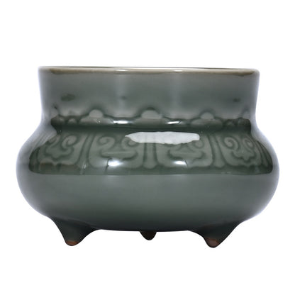 Yue Kiln Celadon Ceramic Incense Burner – Aromatherapy Holder for Home, Meditation, Buddha Altar
