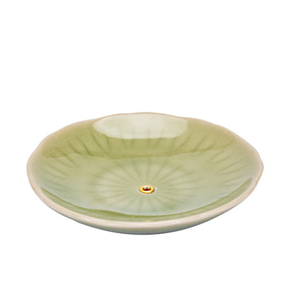 Small Zen decor Incense Holder – Celadon Green Ceramic Plate