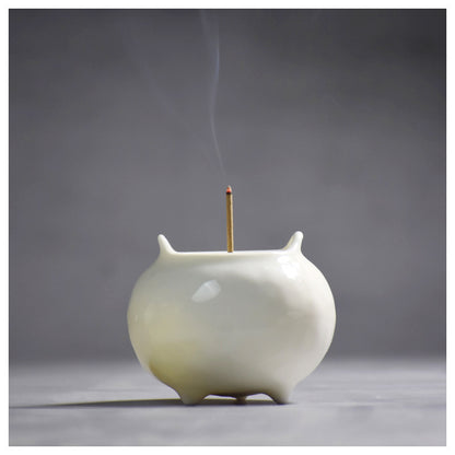 Mini ceramic incense burner, incense holder, all white,all white with gold, cute handicraft, home creative ornaments