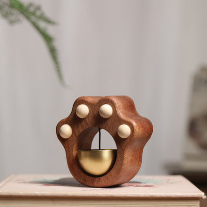 Wooden Cat Paw Doorbell – Creative Magnetic Wind Chime Hanging Decoration, Solid Walnut Wood Door Ornament